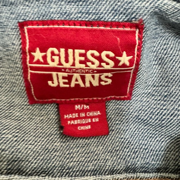 GUESS VTG Denim Button Down Blue Jean Jacket Women's Medium Y2K Classic Grunge - Picture 7 of 8